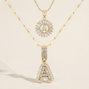 2pc 14k Diamond Letter Initial Necklaces